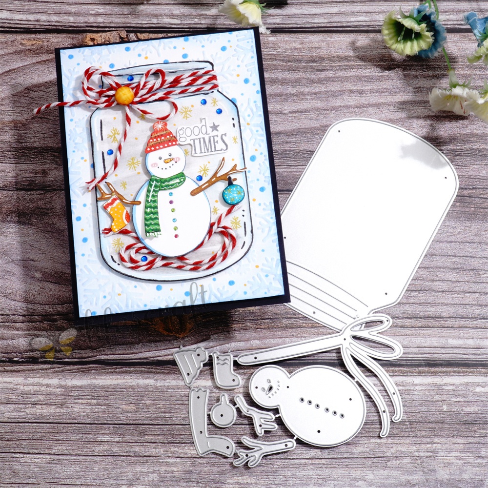 Lifescraft Snowman Glass Bottle Metal Cutting Dies