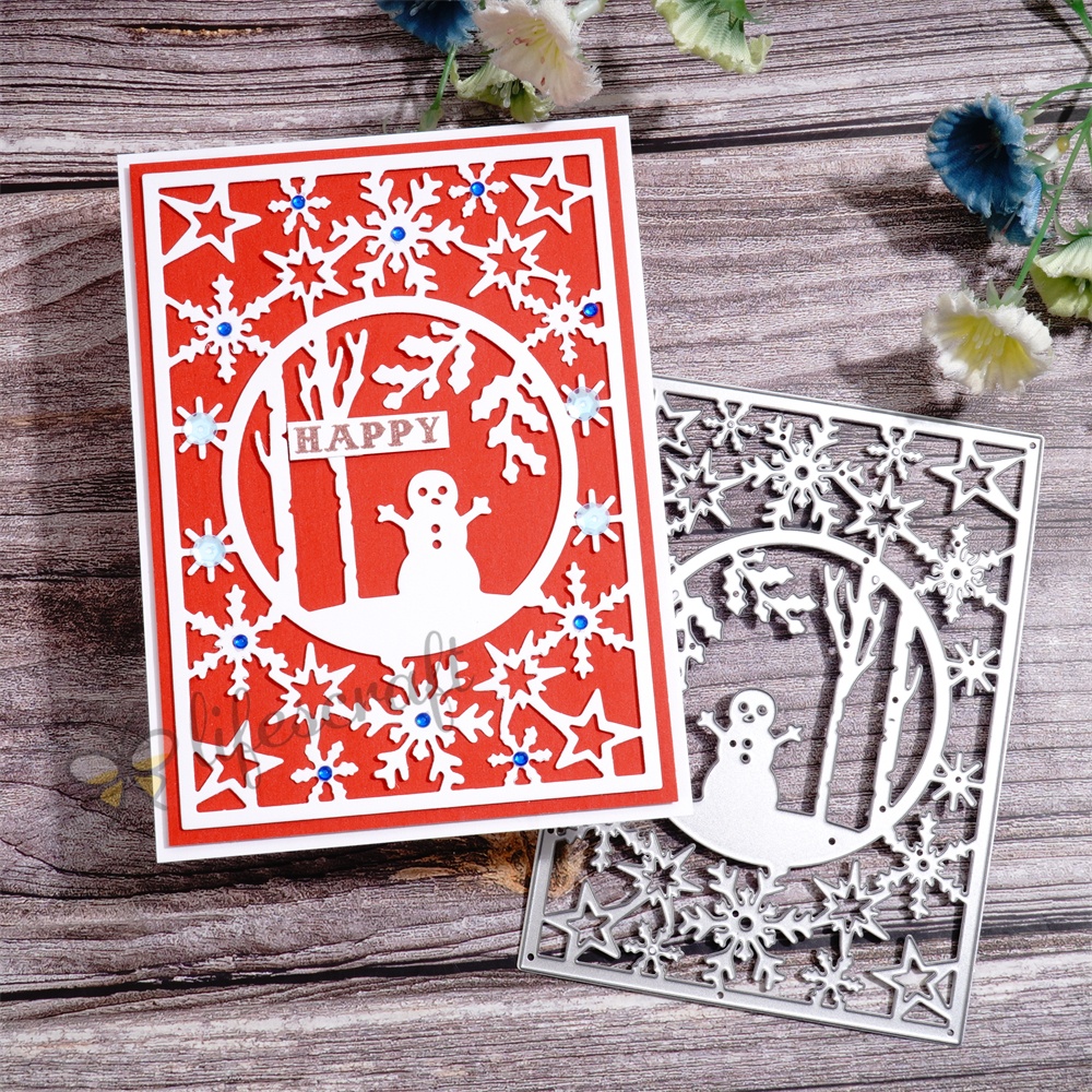 Lifescraft Snowman and Snowflake Background Board Metal Cutting Dies