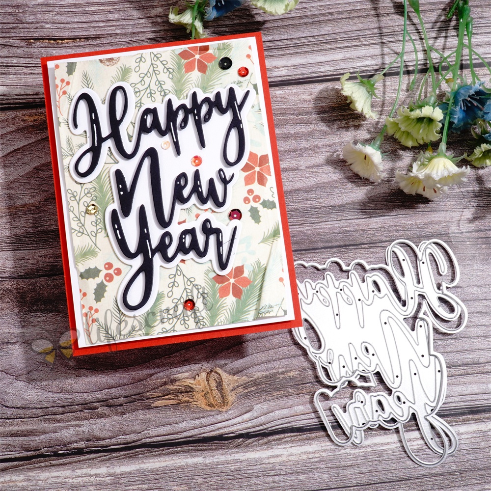 Lifescraft Happy New Year Background Board Metal Cutting Dies