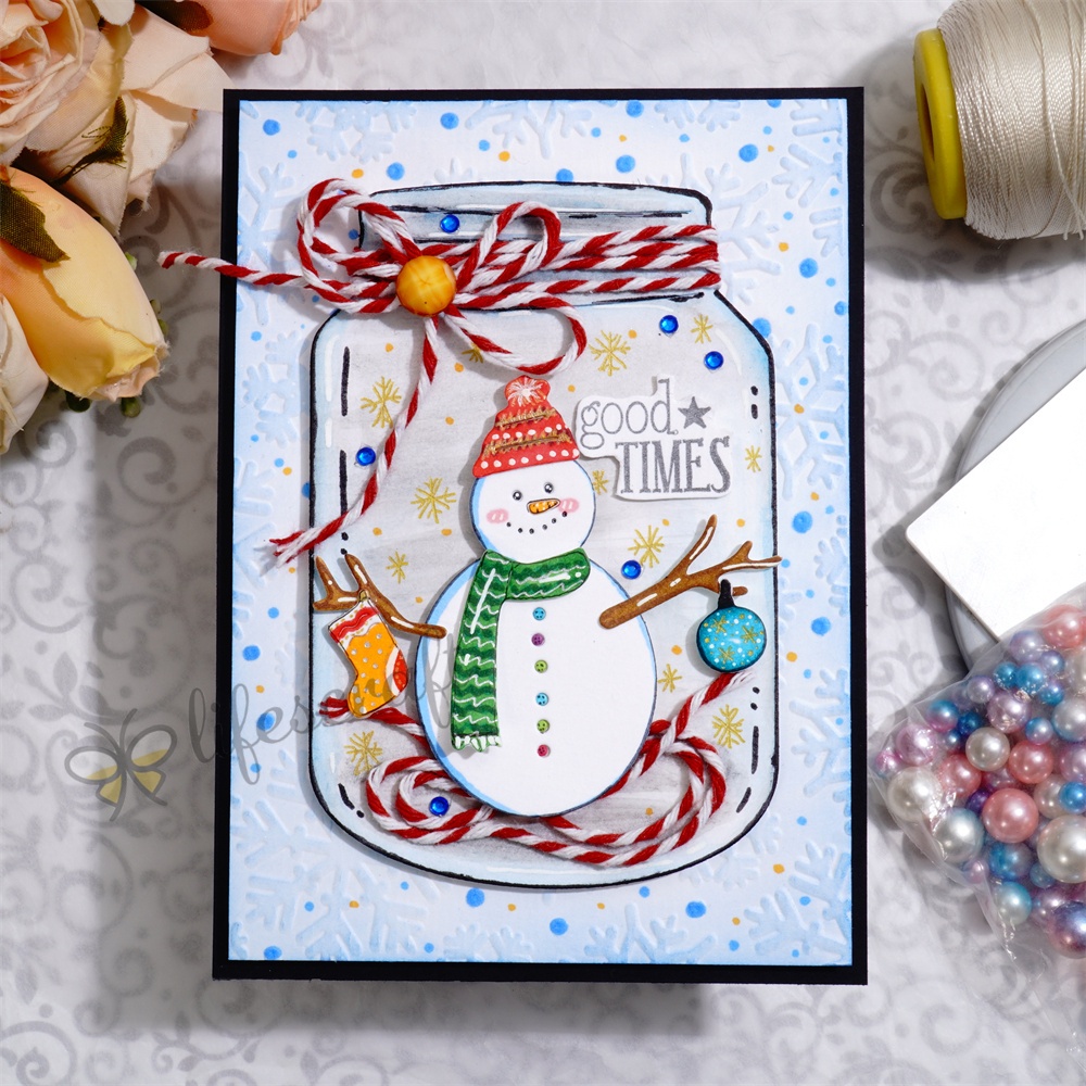 Lifescraft Snowman Glass Bottle Metal Cutting Dies