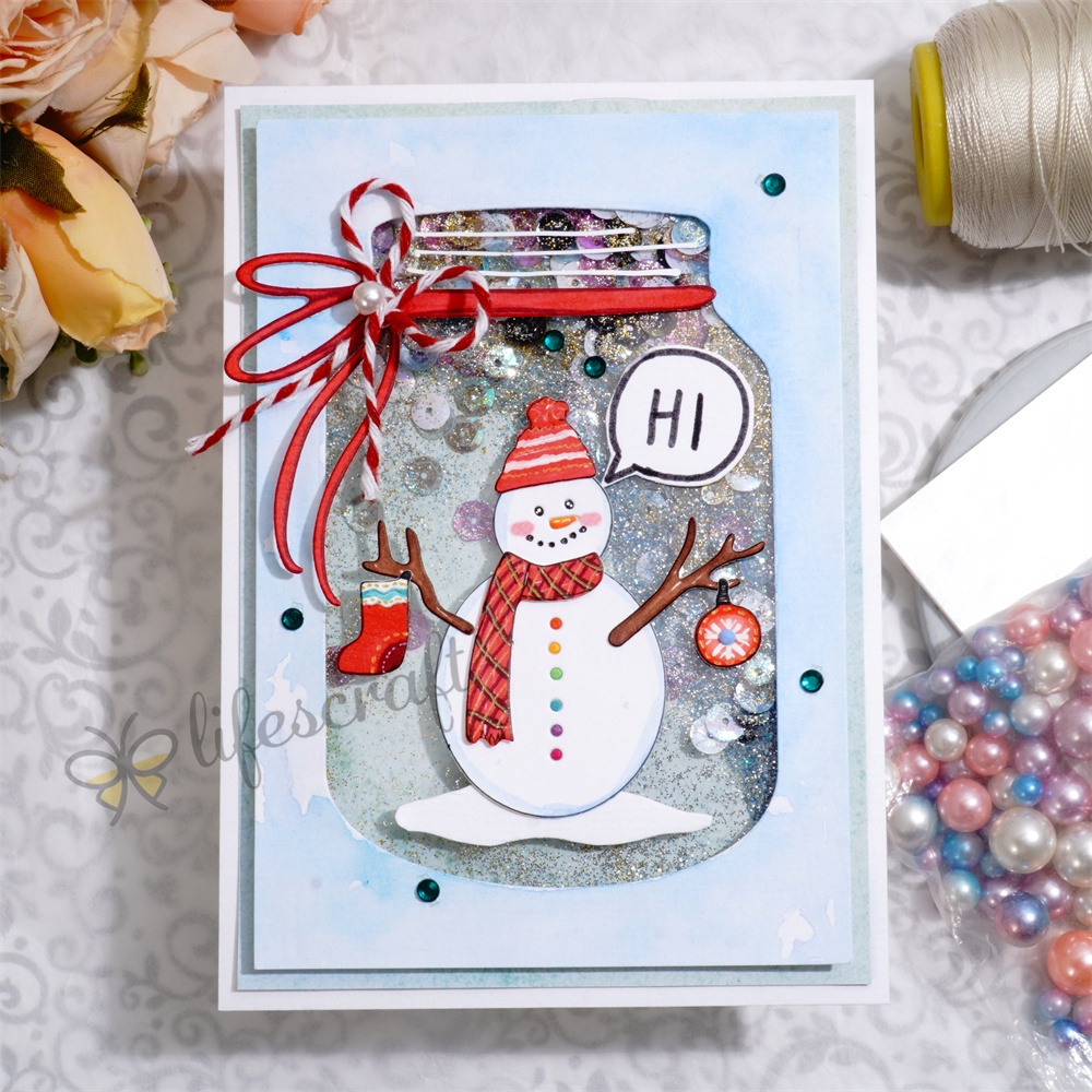 Lifescraft Snowman Glass Bottle Metal Cutting Dies