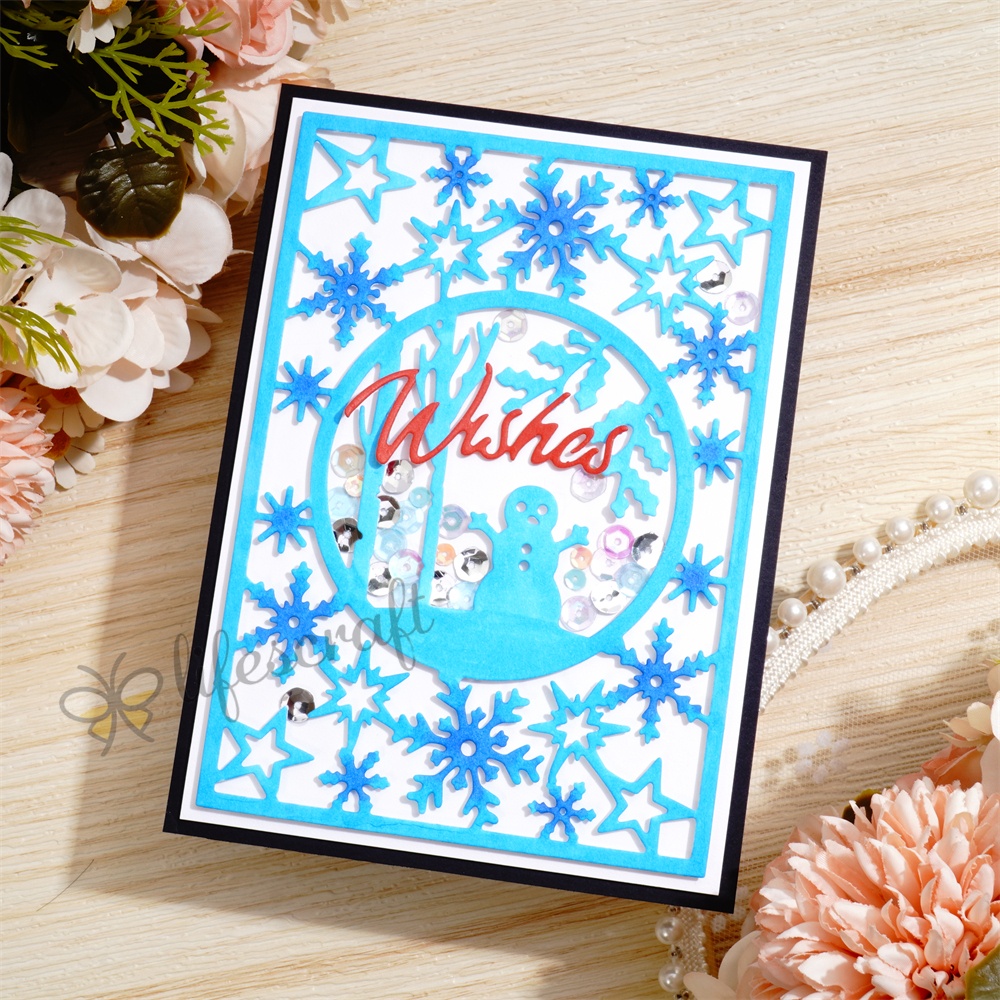 Lifescraft Snowman and Snowflake Background Board Metal Cutting Dies
