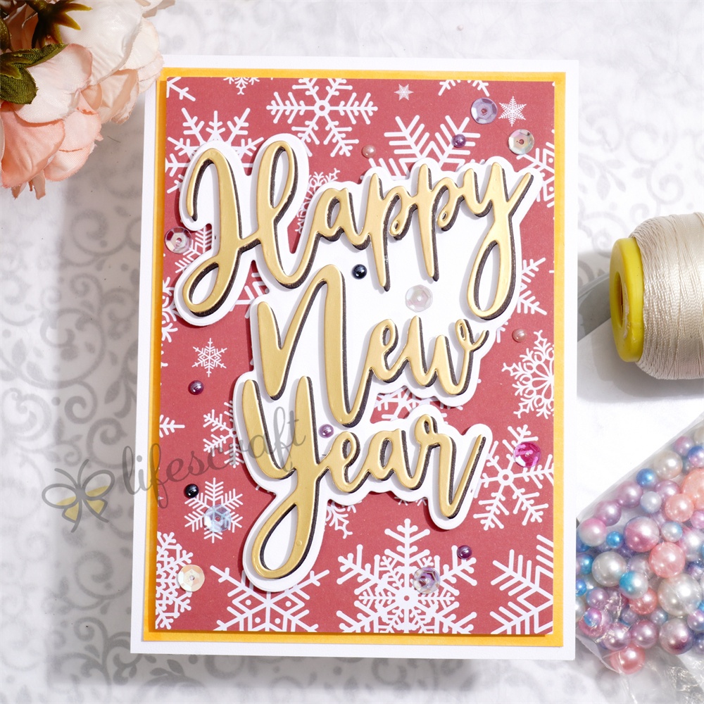Lifescraft Happy New Year Background Board Metal Cutting Dies