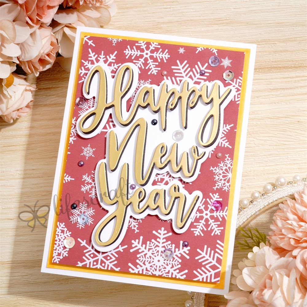 Lifescraft Happy New Year Background Board Metal Cutting Dies