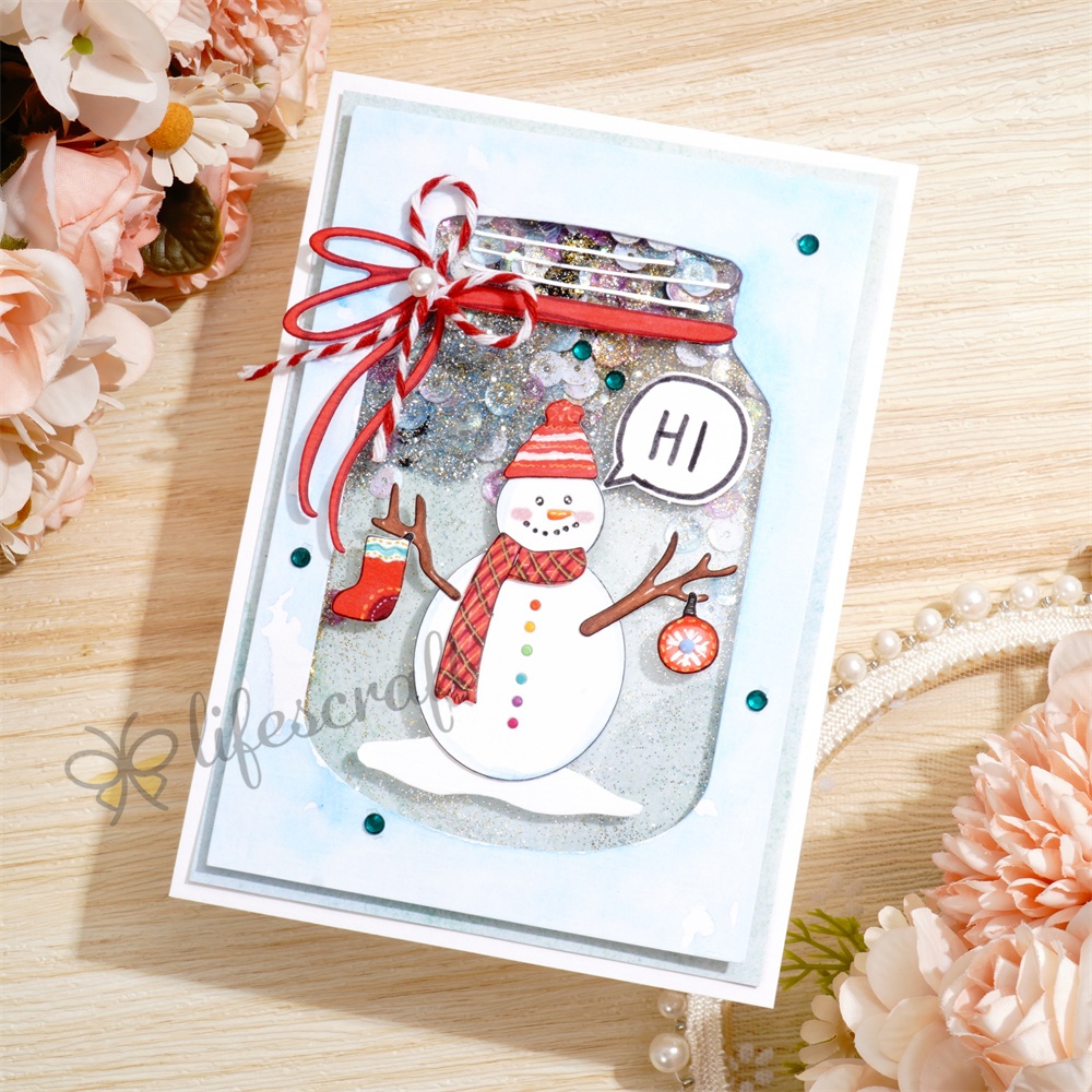 Lifescraft Snowman Glass Bottle Metal Cutting Dies