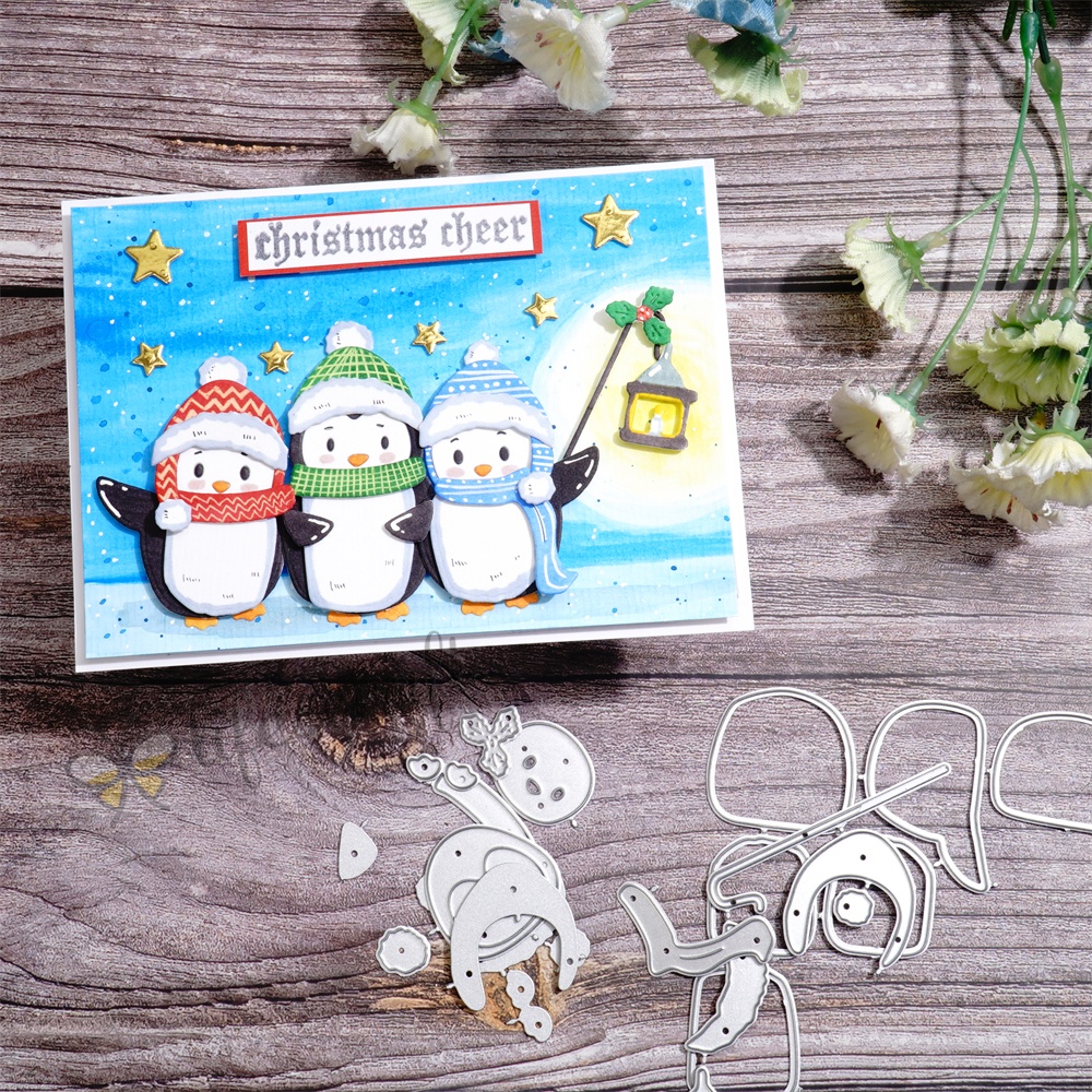 Lifescraft Three Penguins Dancing to Music Metal Cutting Dies
