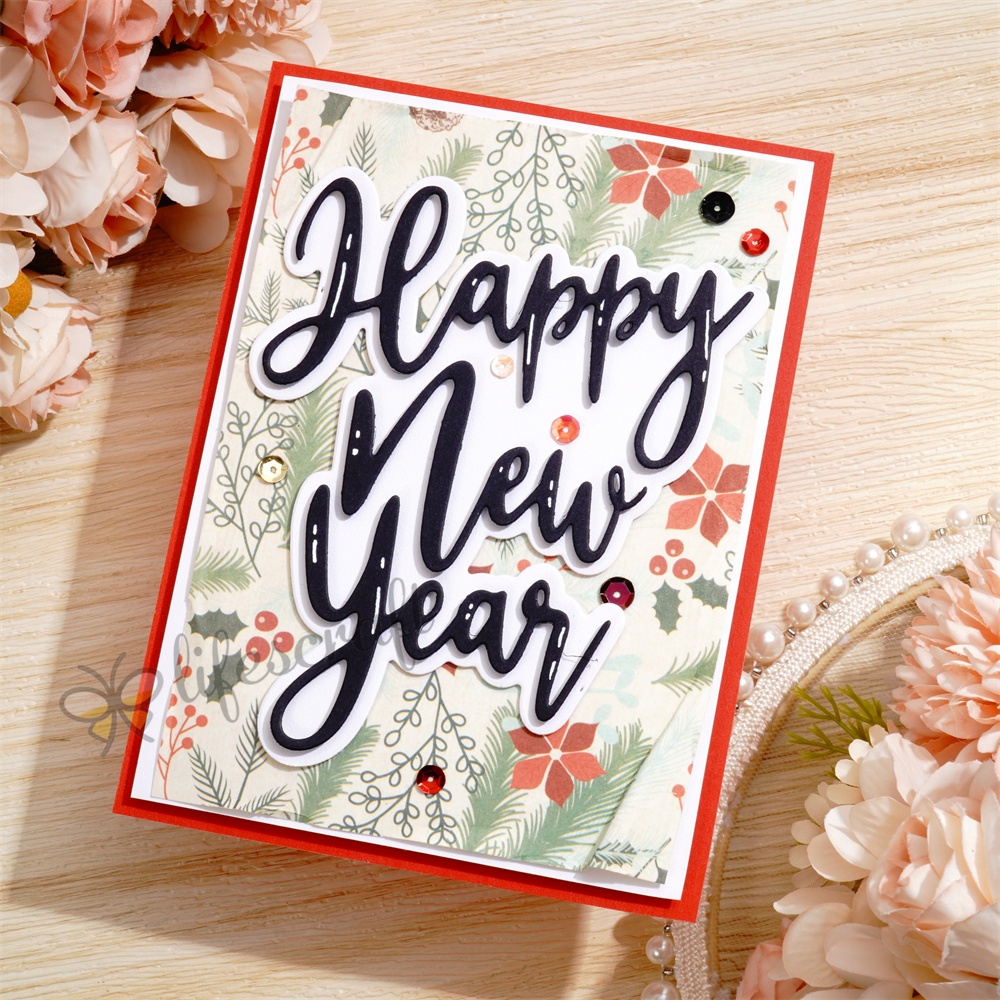 Lifescraft Happy New Year Background Board Metal Cutting Dies