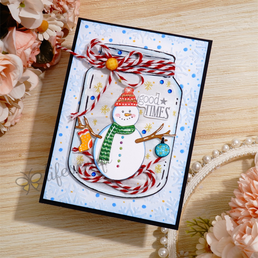 Lifescraft Snowman Glass Bottle Metal Cutting Dies