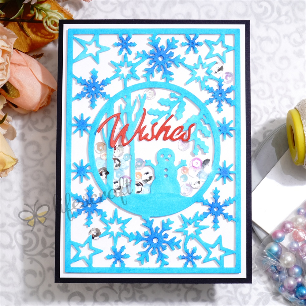Lifescraft Snowman and Snowflake Background Board Metal Cutting Dies