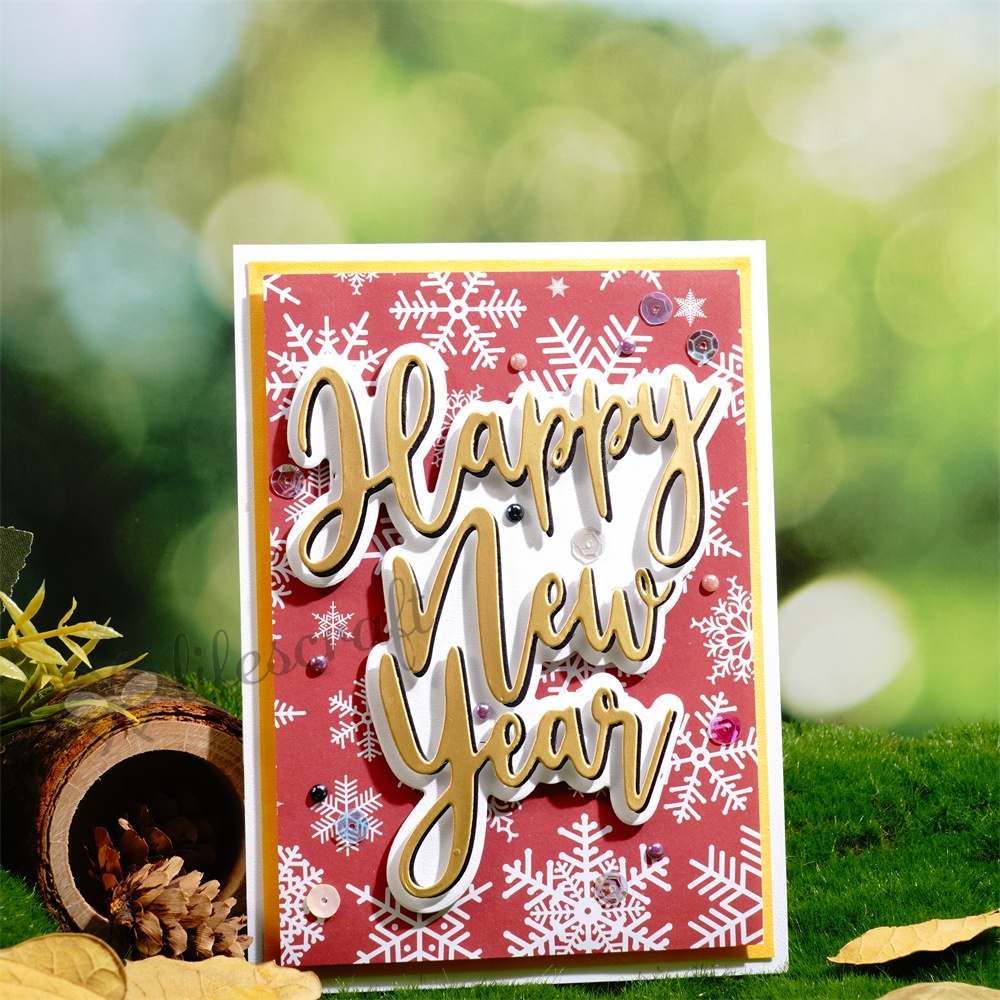 Lifescraft Happy New Year Background Board Metal Cutting Dies
