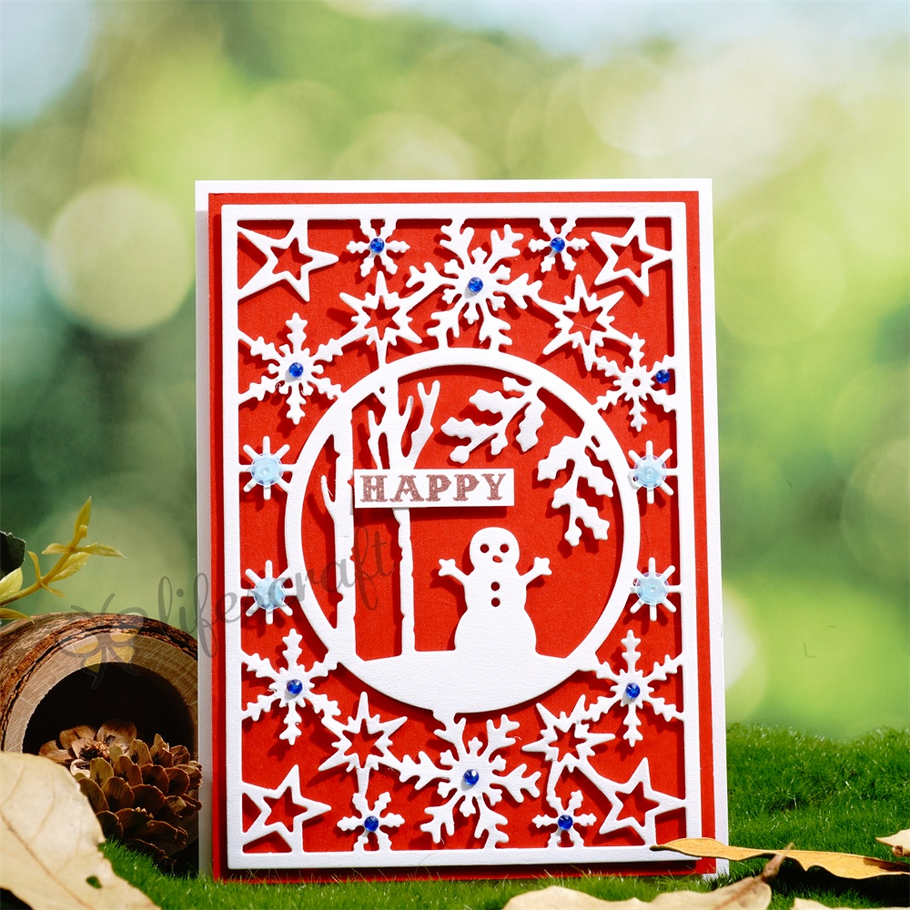 Lifescraft Snowman and Snowflake Background Board Metal Cutting Dies