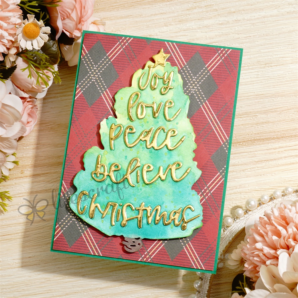 Lifescraft Peace and Love Christmas Tree Metal Cutting Dies