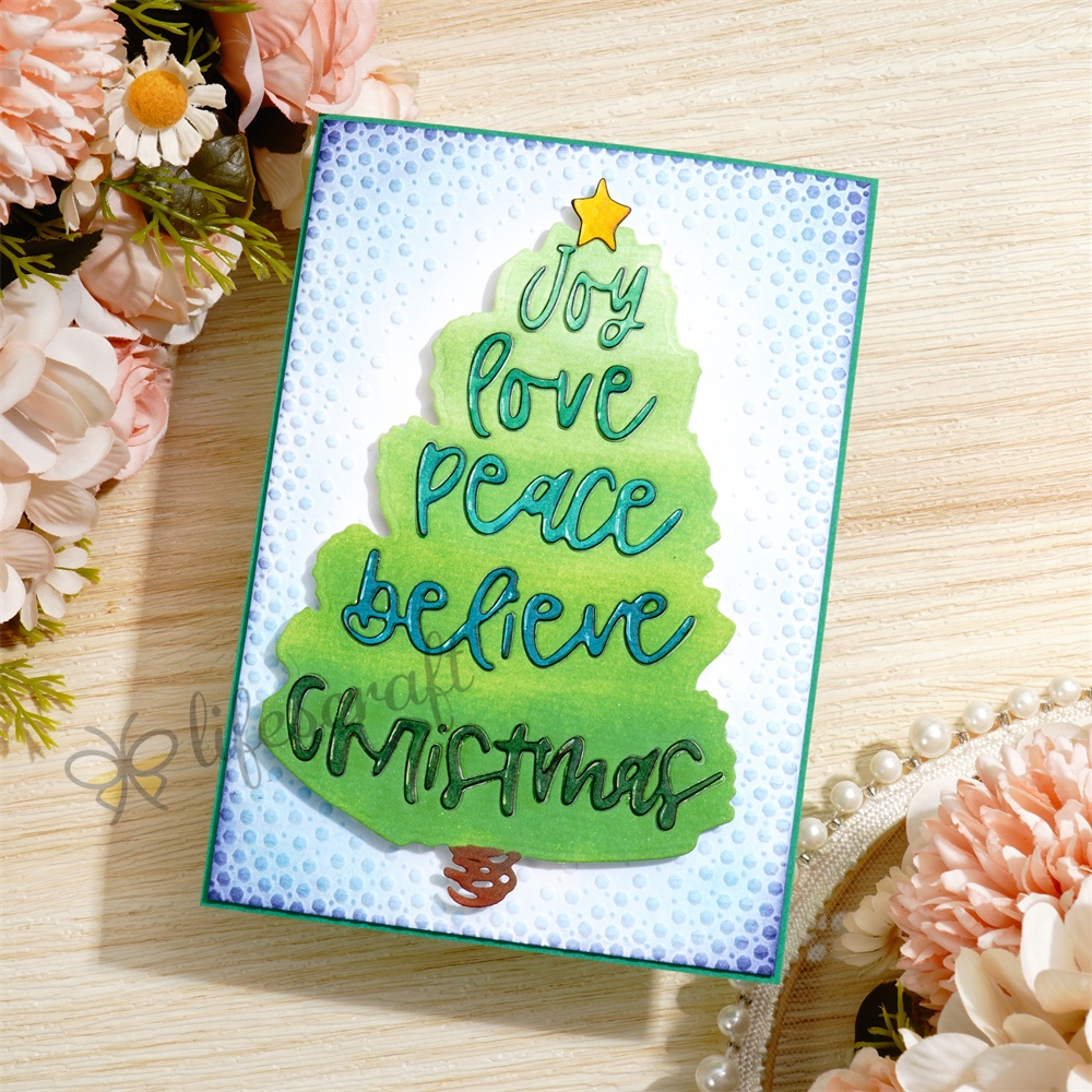 Lifescraft Peace and Love Christmas Tree Metal Cutting Dies