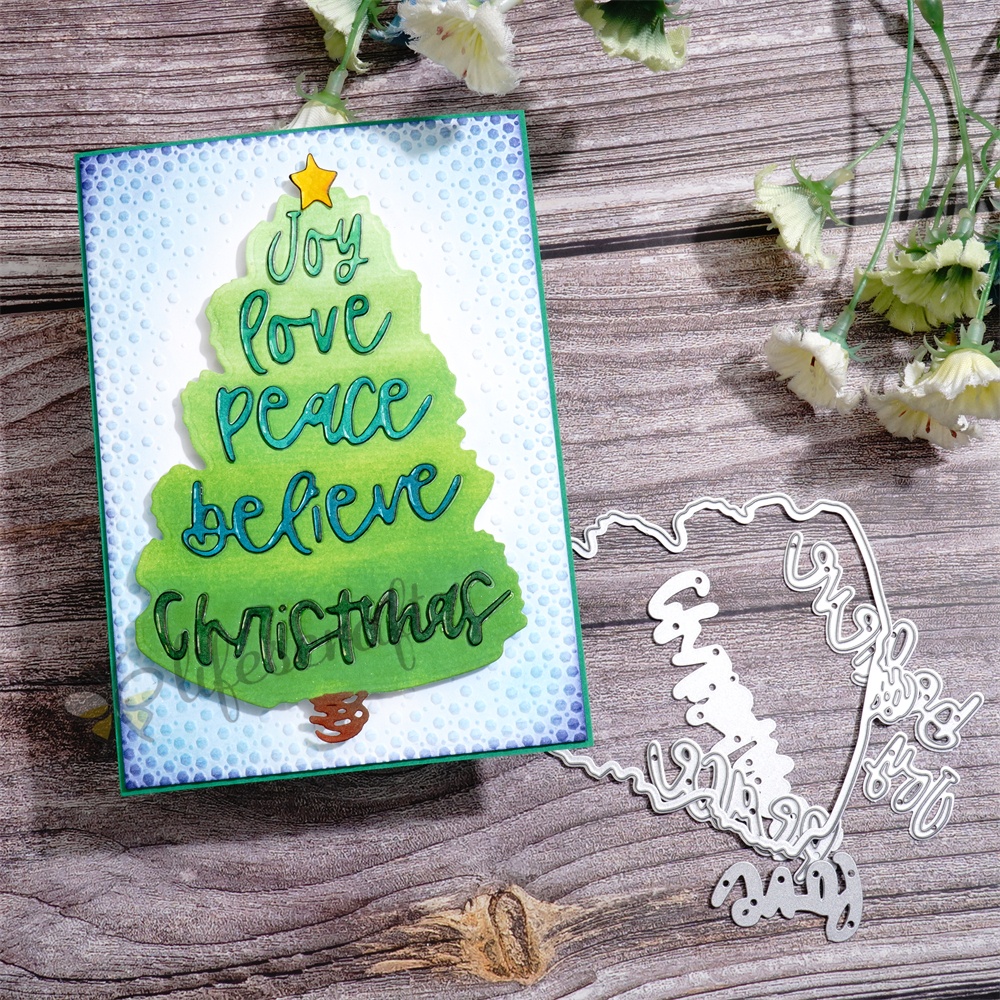 Lifescraft Peace and Love Christmas Tree Metal Cutting Dies