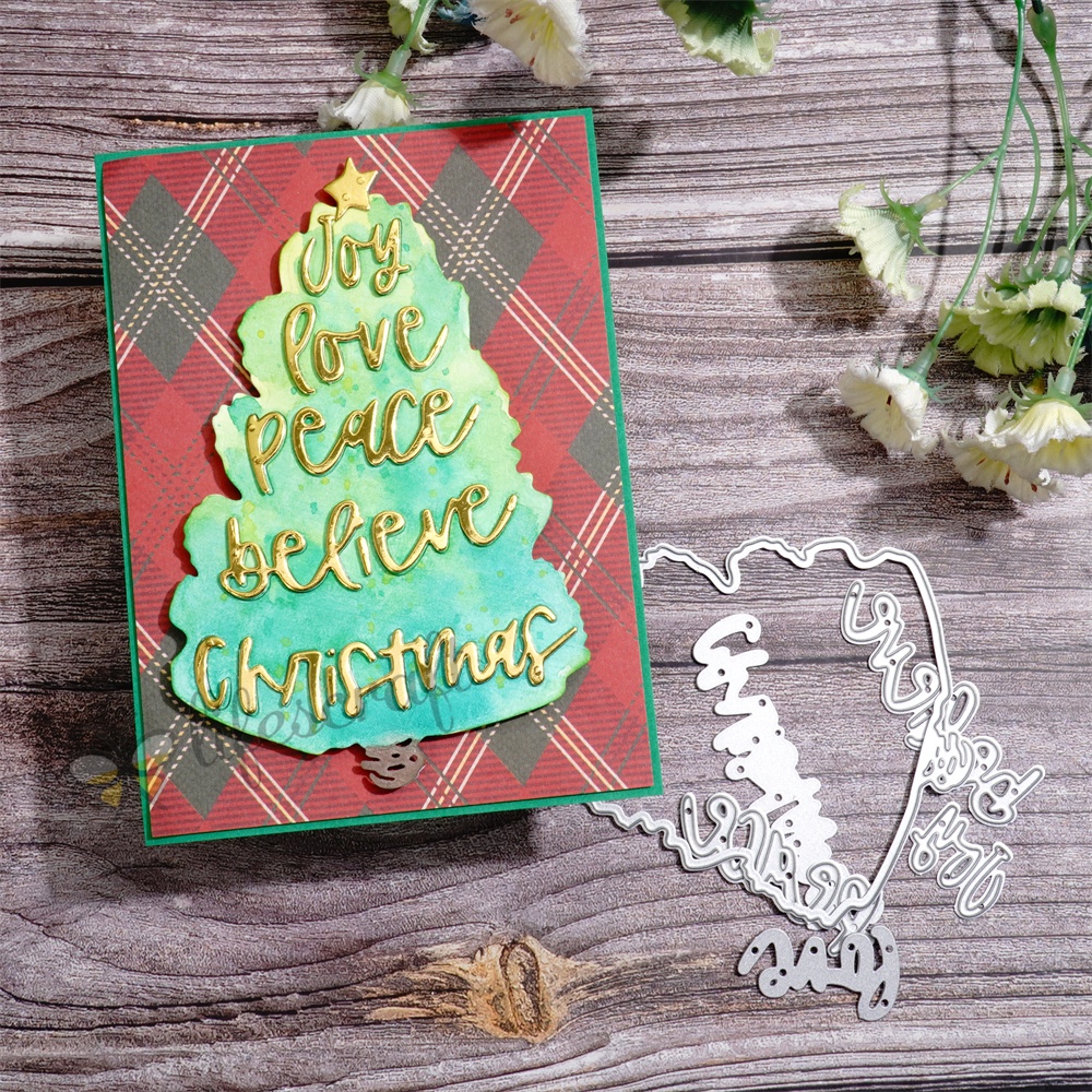 Lifescraft Peace and Love Christmas Tree Metal Cutting Dies