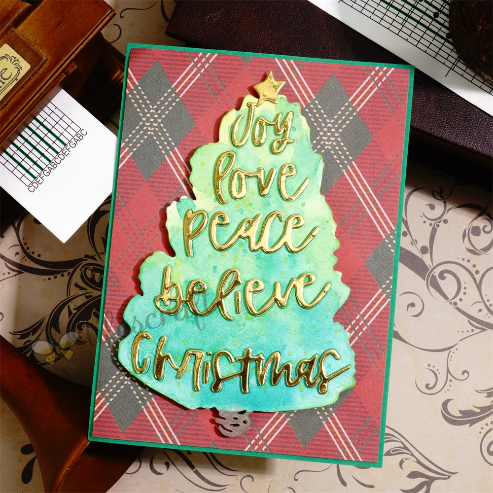 Lifescraft Peace and Love Christmas Tree Metal Cutting Dies