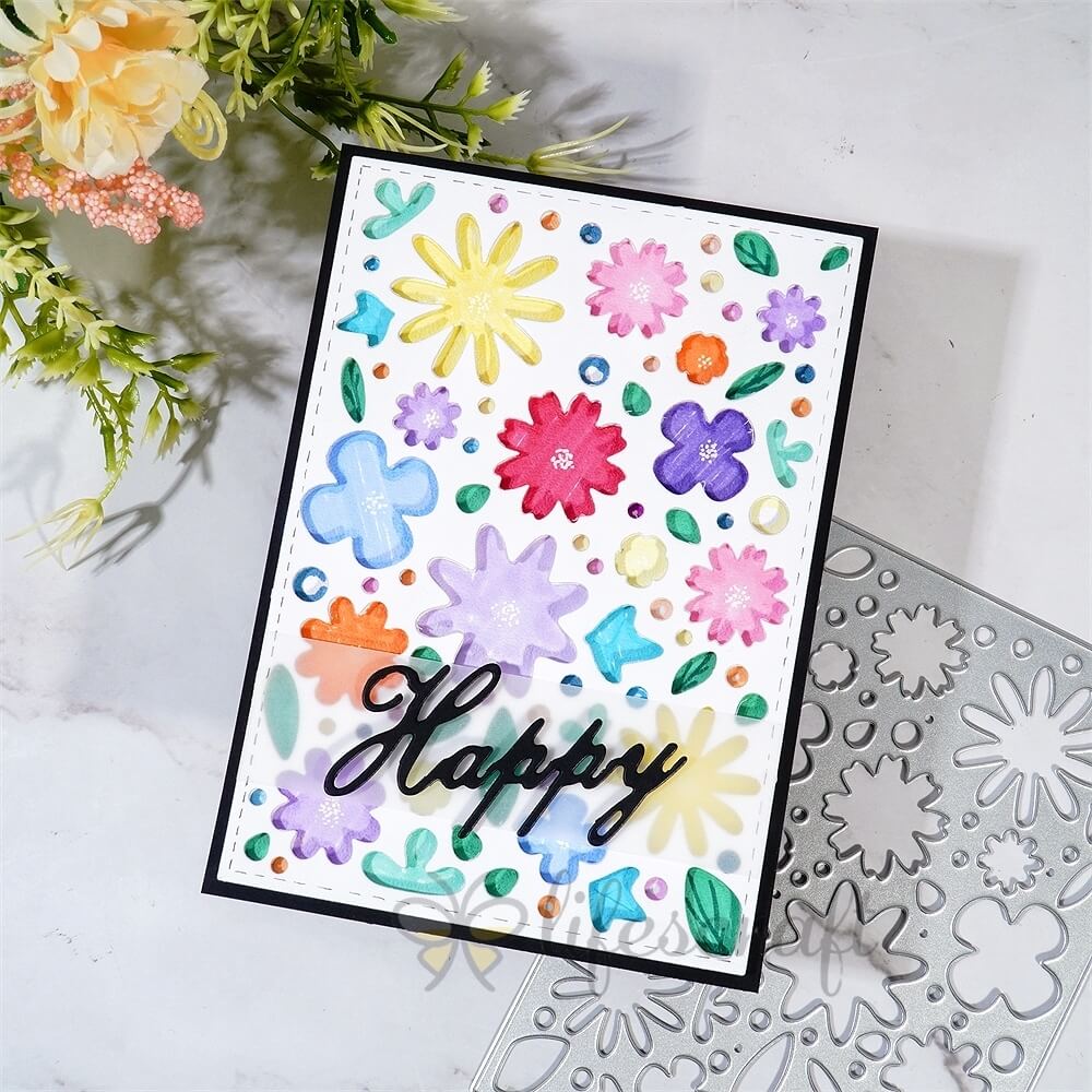 Lifescraft Summer Hollow Flower Background Board Cutting Dies