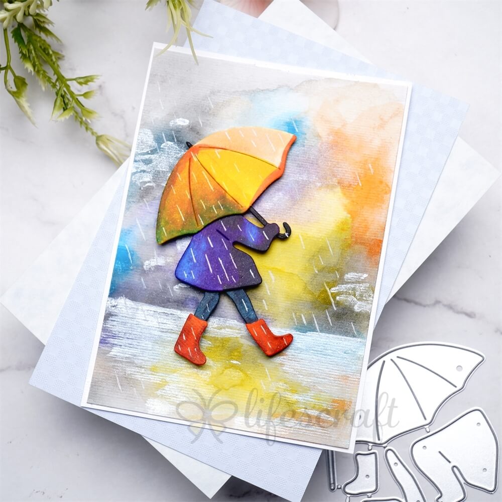 Lifescraft A Girl In a Rainy Day Metal Cutting Dies