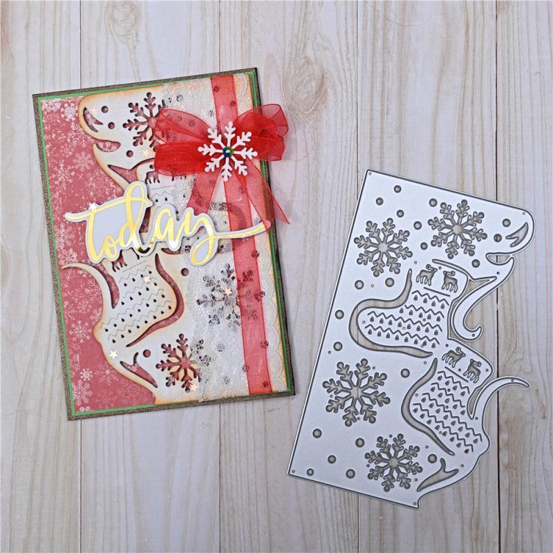 Christmas Socks & Snowflakes Wave Border Dies - Inlovearts