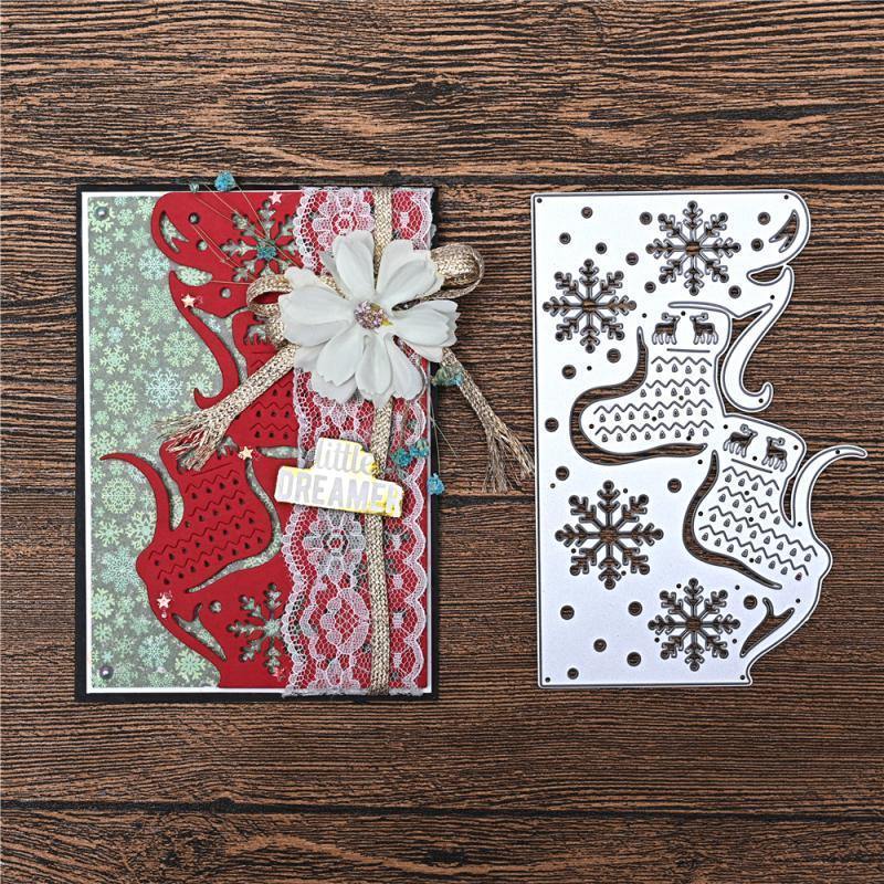 Christmas Socks & Snowflakes Wave Border Dies - Inlovearts