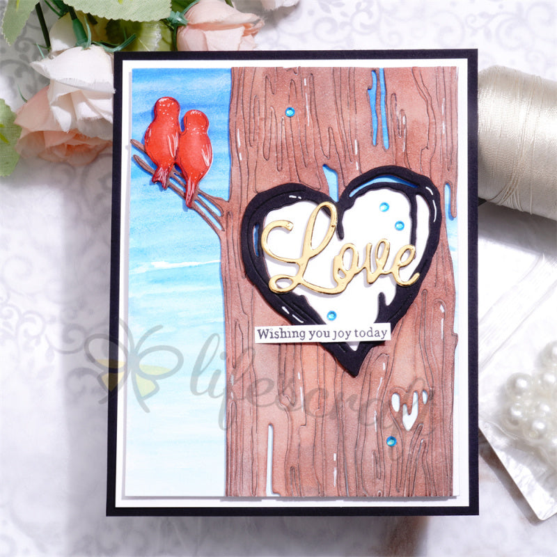 Lifescraft Couple Birds in Love Tree Metal Cutting Dies