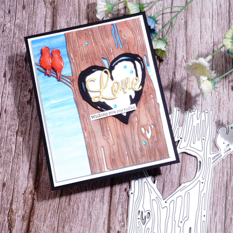 Lifescraft Couple Birds in Love Tree Metal Cutting Dies