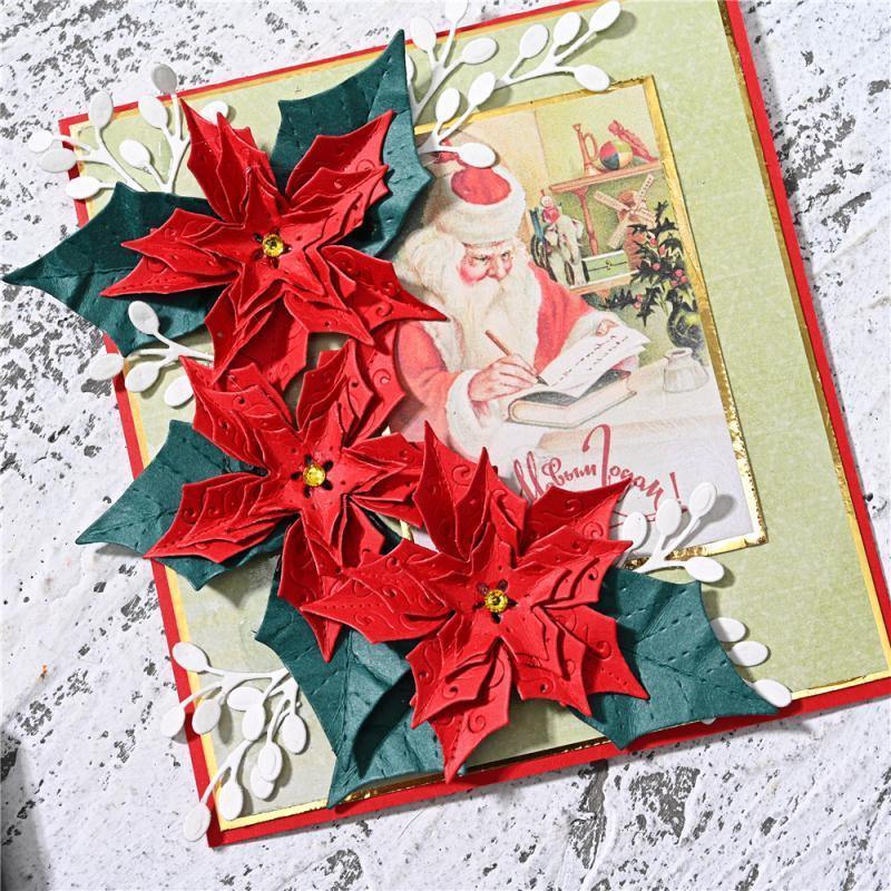 Poinsettia Petal & Leaves Decor Dies - Inlovearts