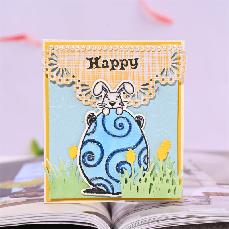 Lifescraft Rabbit On Egg Easter Theme Dies with stamps Set