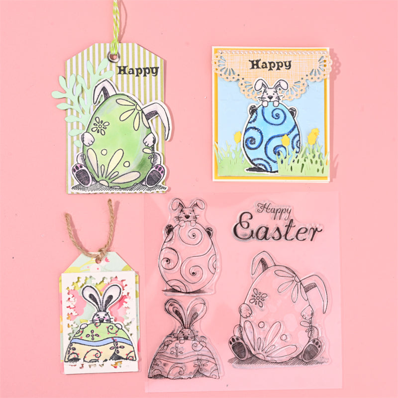 Lifescraft Rabbit On Egg Easter Theme Dies with stamps Set