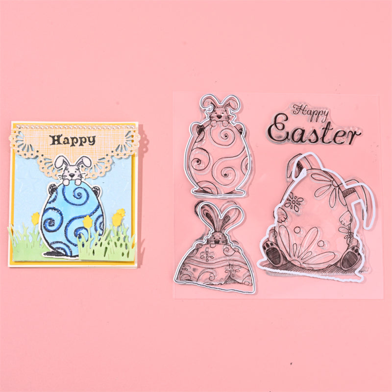 Lifescraft Rabbit On Egg Easter Theme Dies with stamps Set