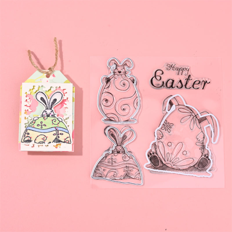 Lifescraft Rabbit On Egg Easter Theme Dies with stamps Set