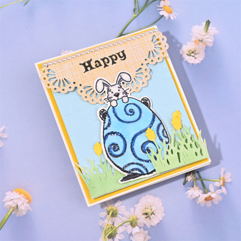 Lifescraft Rabbit On Egg Easter Theme Dies with stamps Set