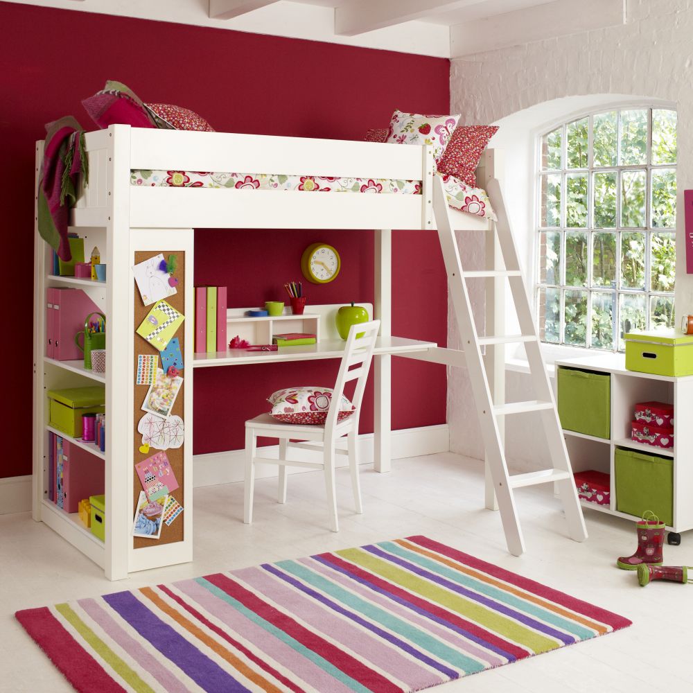 Warwick High Sleeper With Child's Bookcase - Silk White