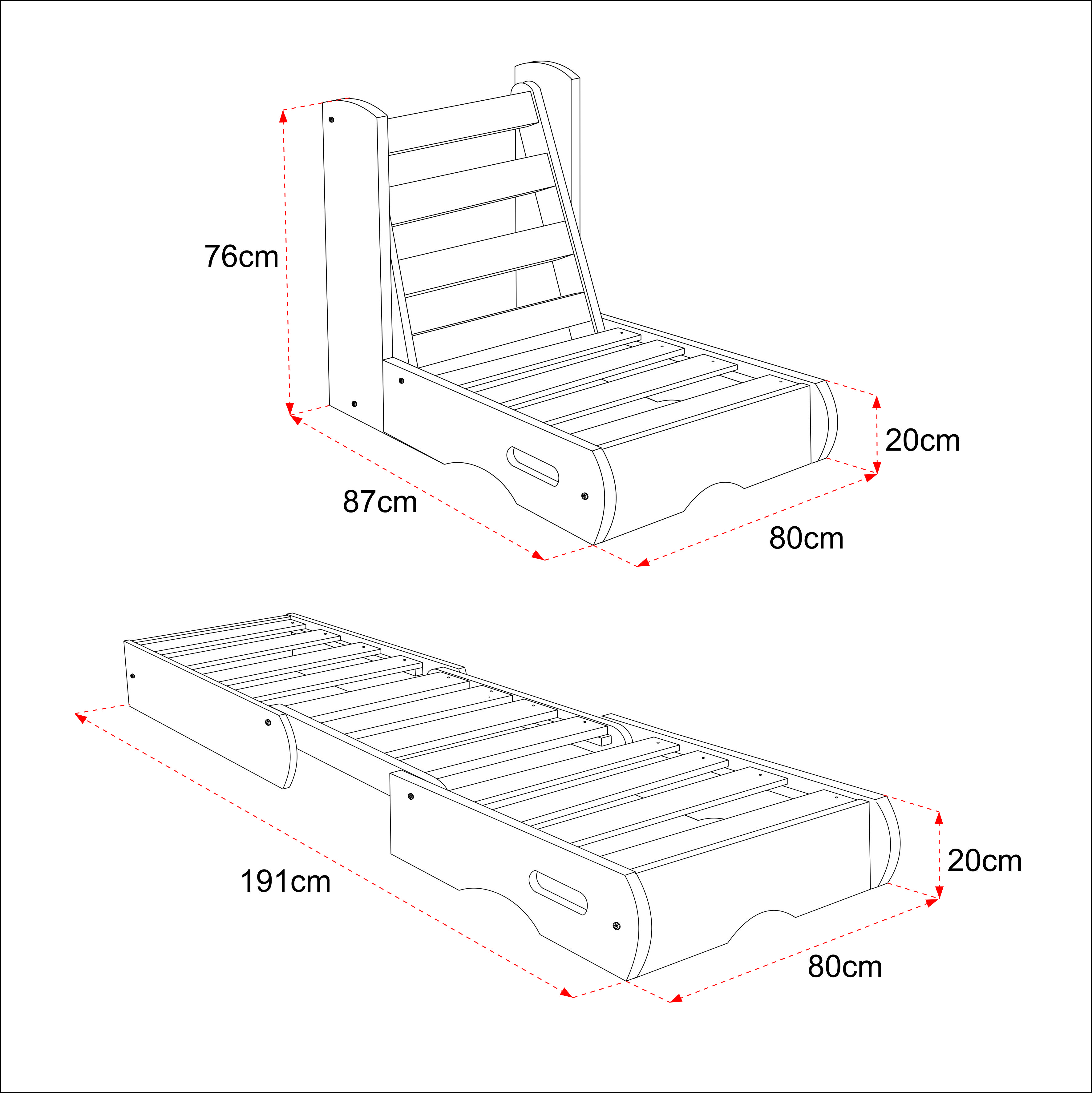 Warwick High Sleeper Bed With Futon - Prussian Blue