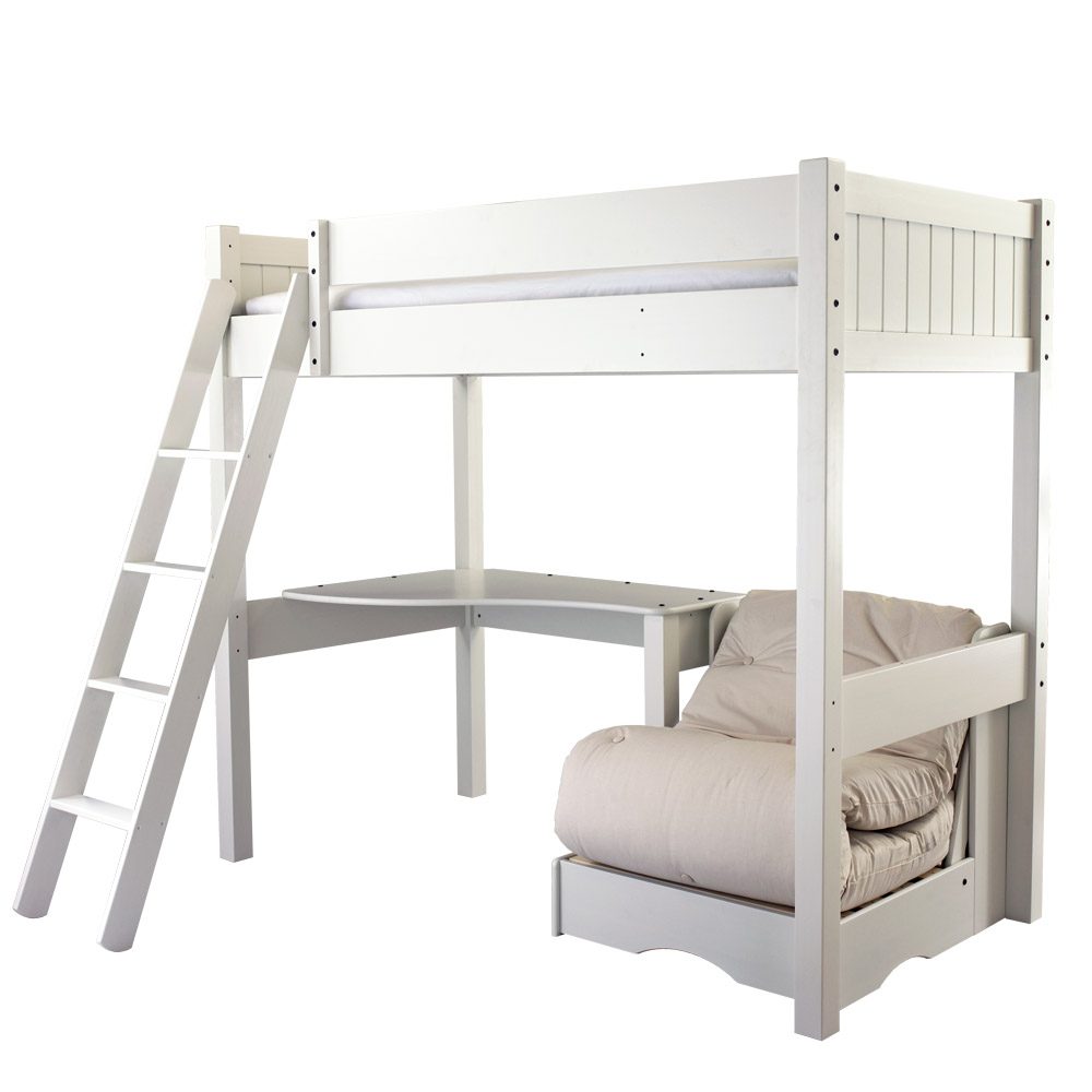 Warwick High Sleeper Bed With Futon - Silk White
