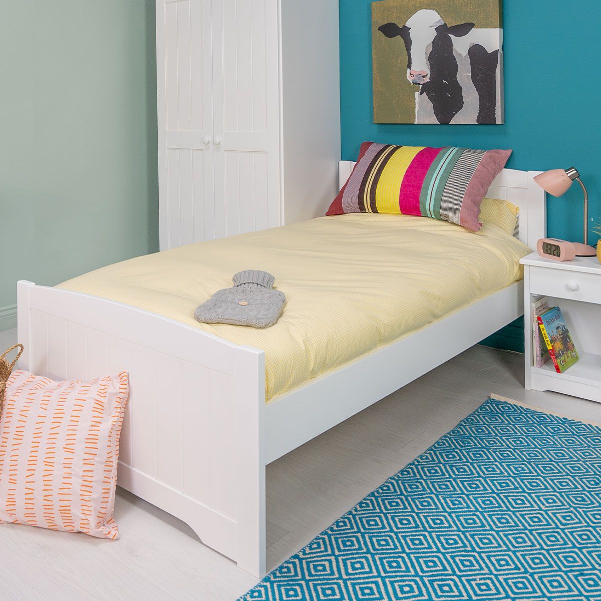 Kids white single bed hotsell