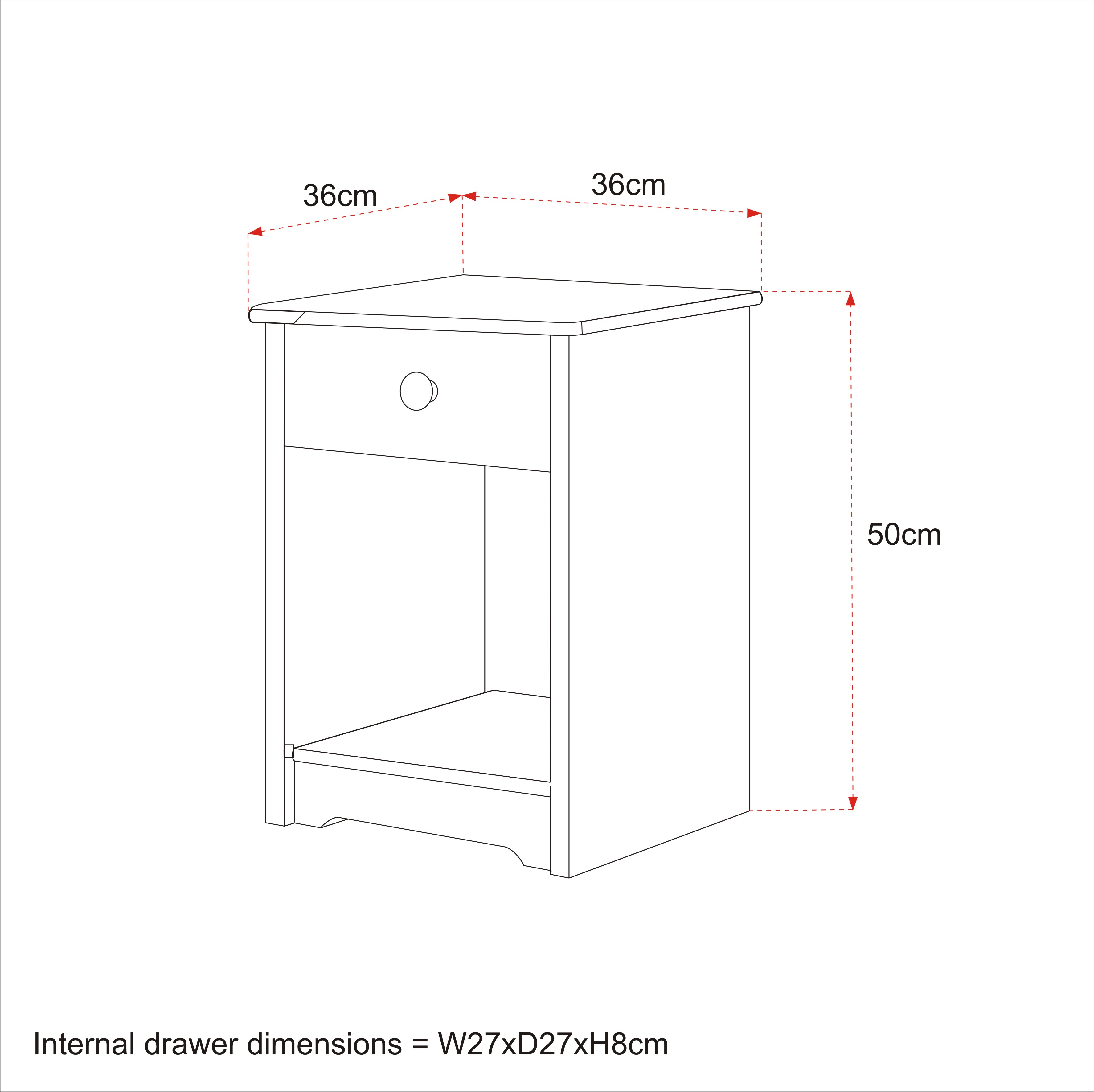 Oundle Bedside Table - Light Grey