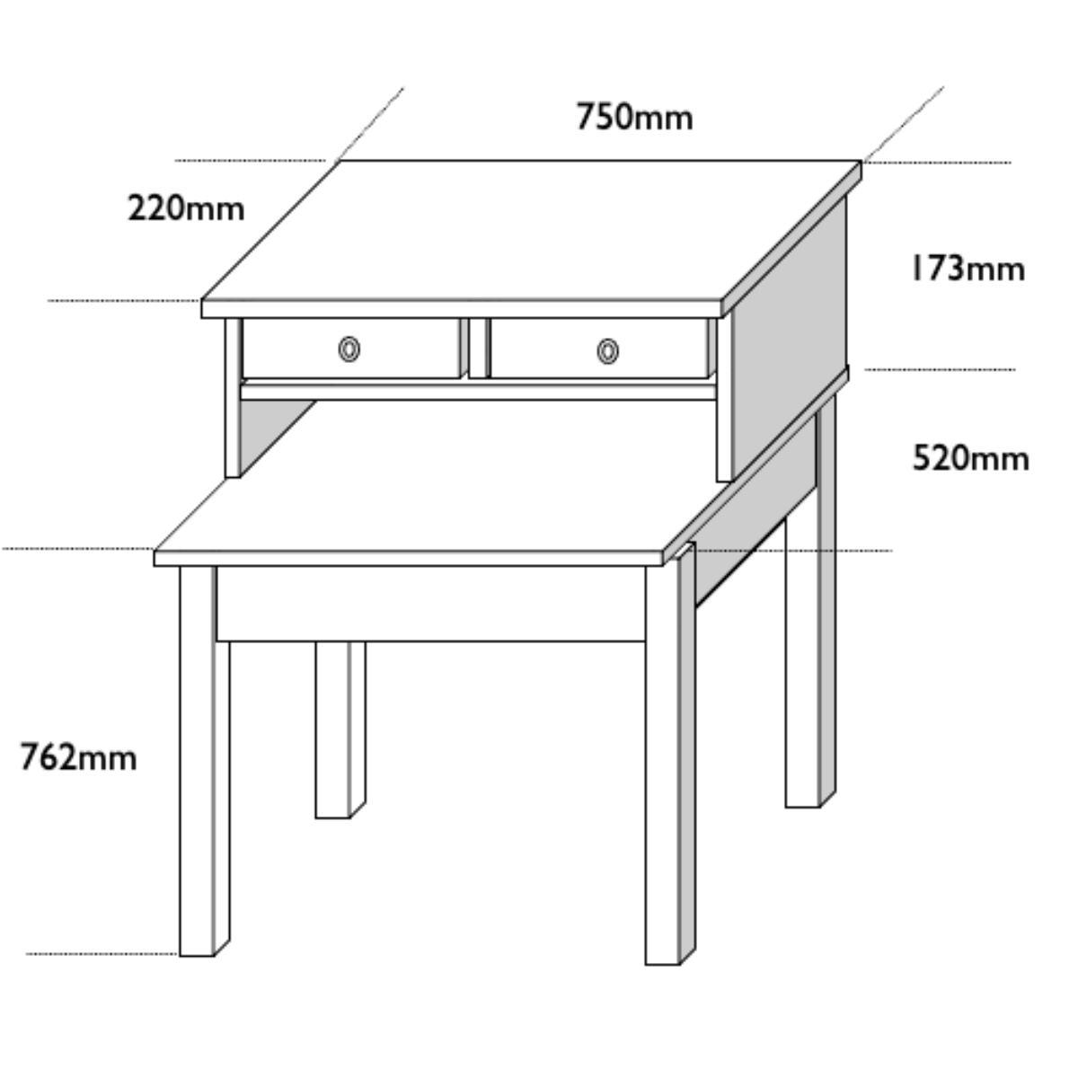 Children's Writing Desk - Taupe