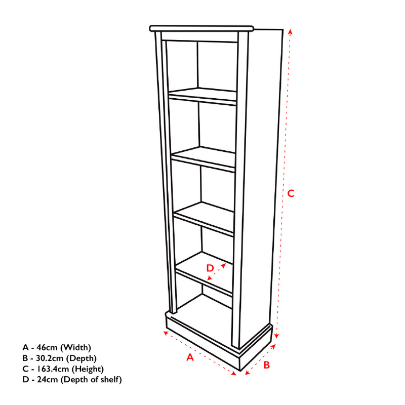 Milne Narrow Child's Bookcase - Dark Grey