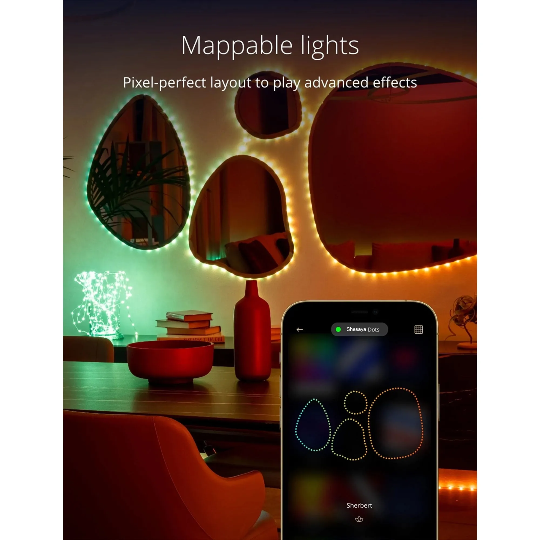 App-Controlled Flexible LED Color Changing Dots String Lights