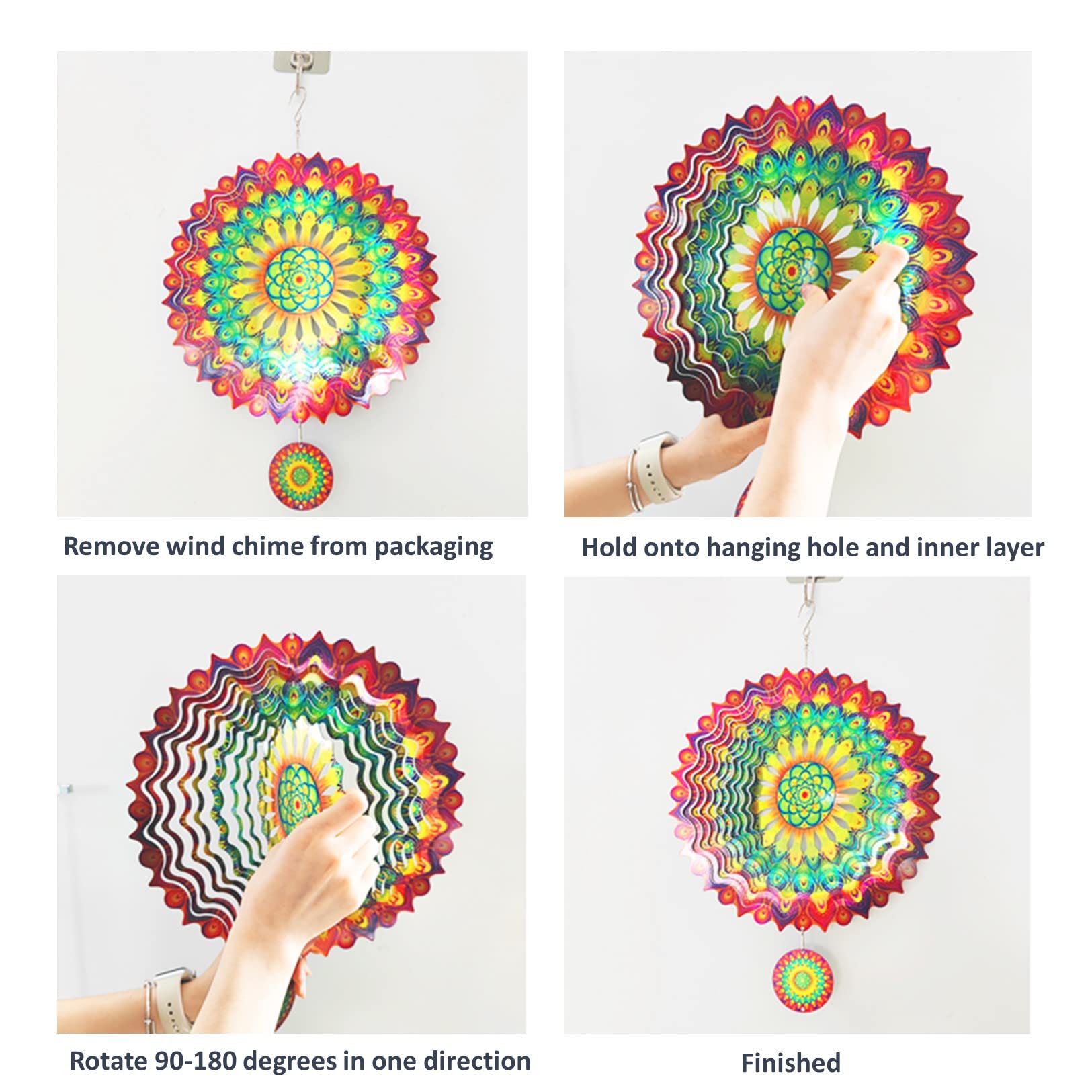 Peacock Feather 3D Rotating Wind Chime
