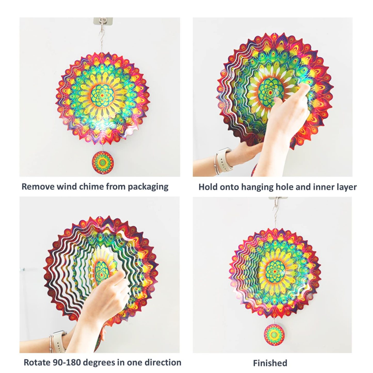 Peacock Feather 3D Rotating Wind Chime