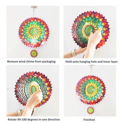 Peacock Feather 3D Rotating Wind Chime