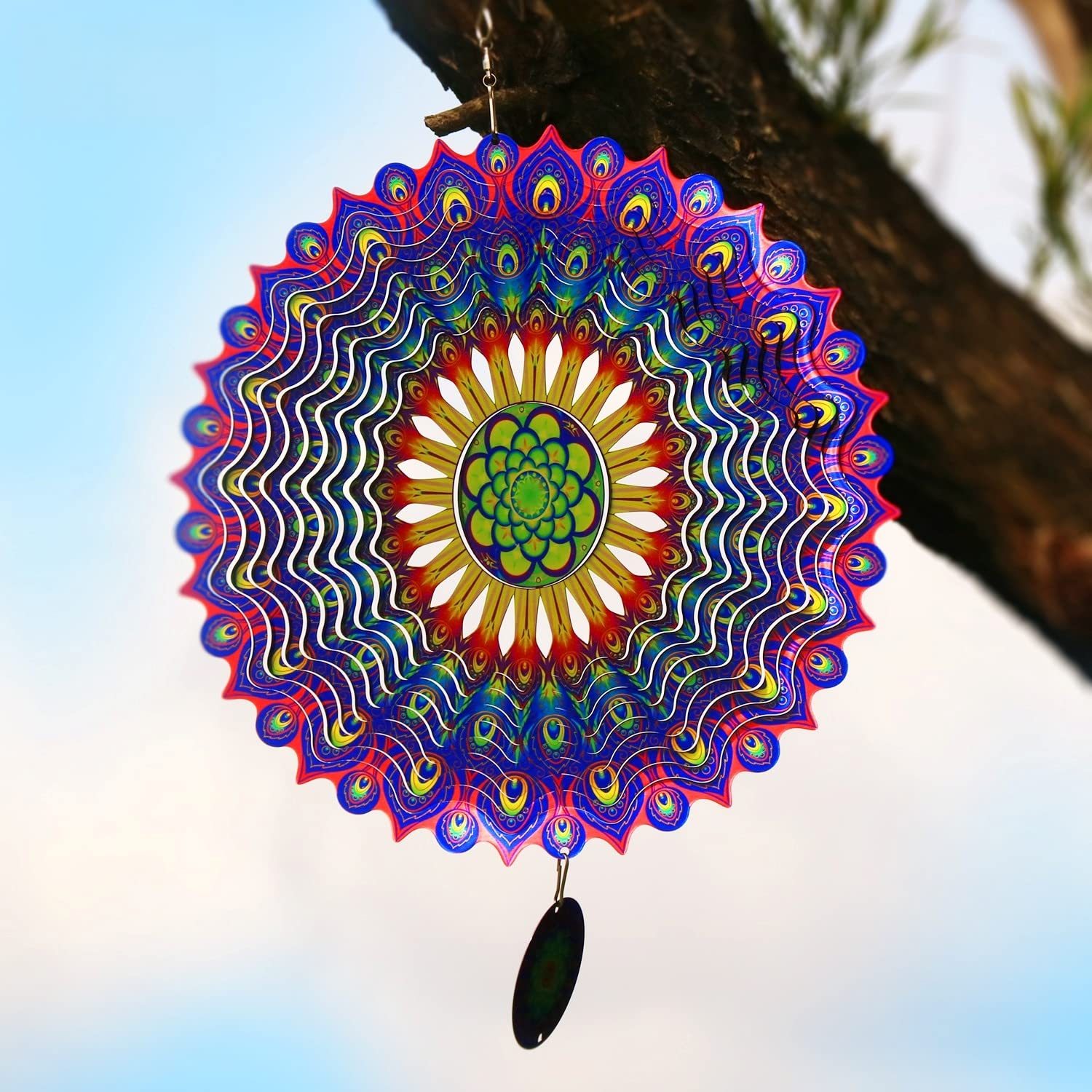 Peacock Feather 3D Rotating Wind Chime
