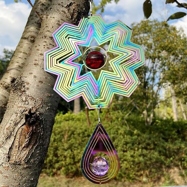 Colorful 3D Snowflake Wind Chimes