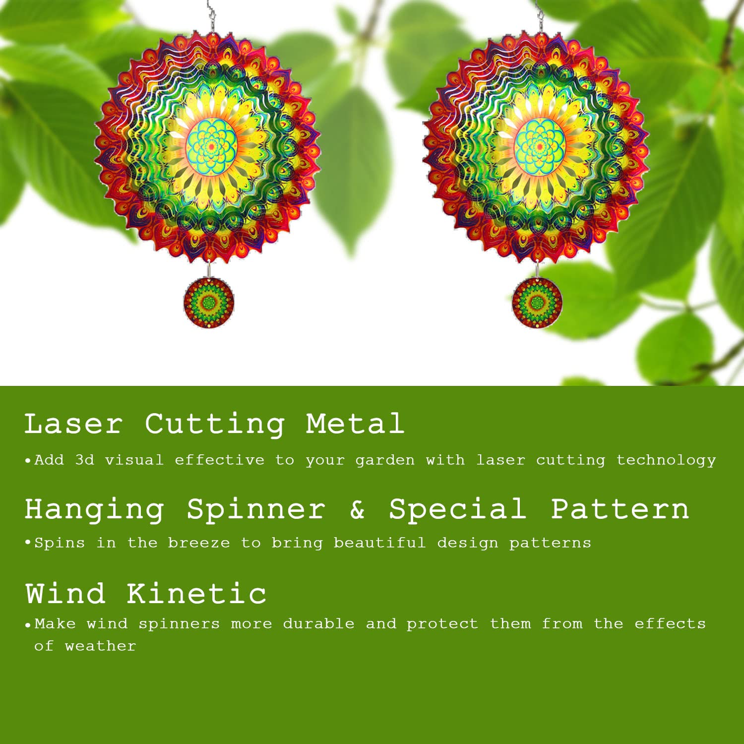 Peacock Feather 3D Rotating Wind Chime