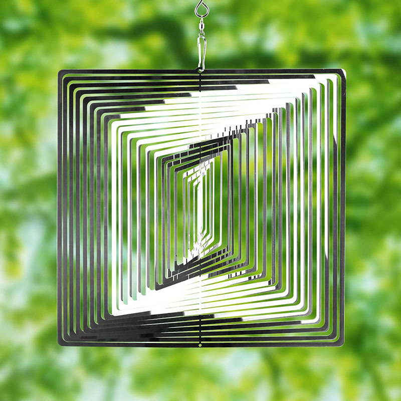 Square 3D rotating wind chime