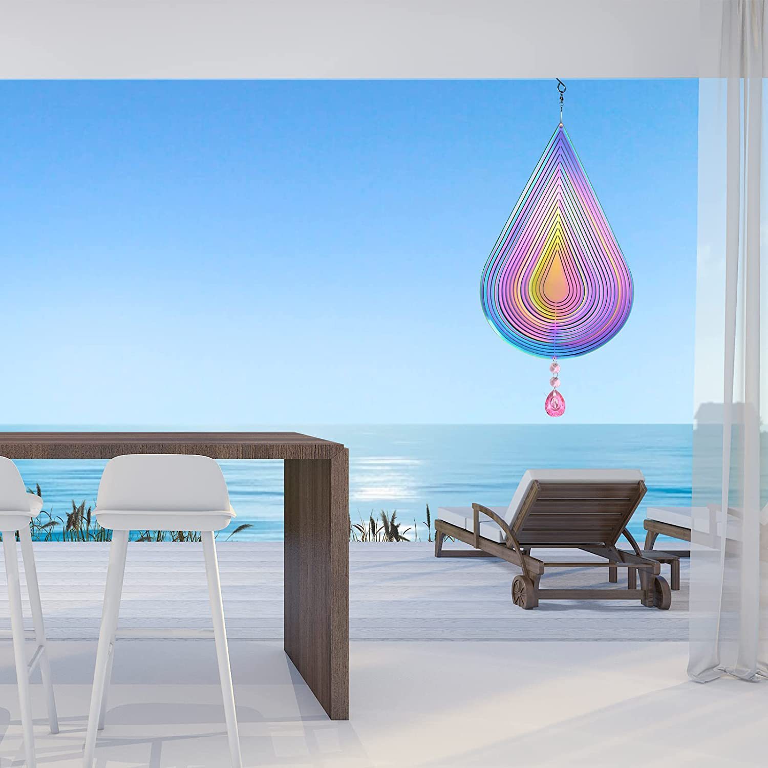 Heart shaped 3D rotating wind chime