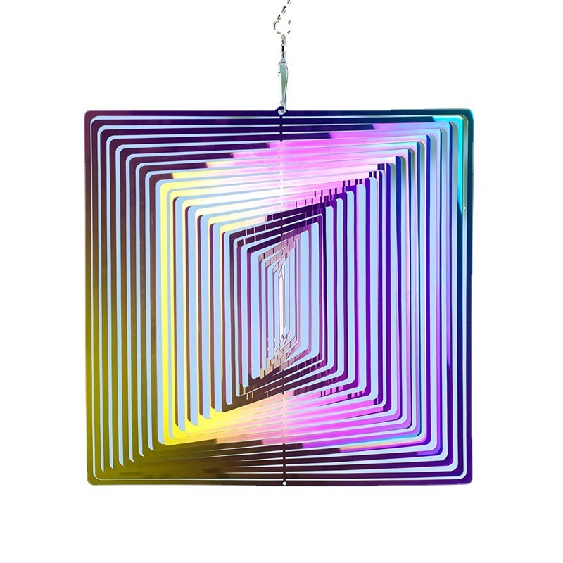 Square 3D rotating wind chime