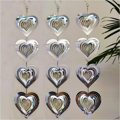 Heart-shaped 3D rotating wind chime (heart to heart)